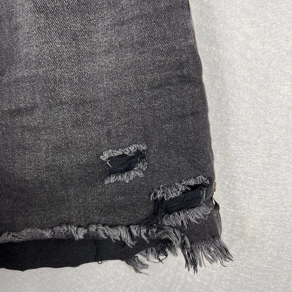 One Teaspoon Denim Skirt Size 30 Black 2020 Mini Distressed Raw Hem - Picture 5 of 12